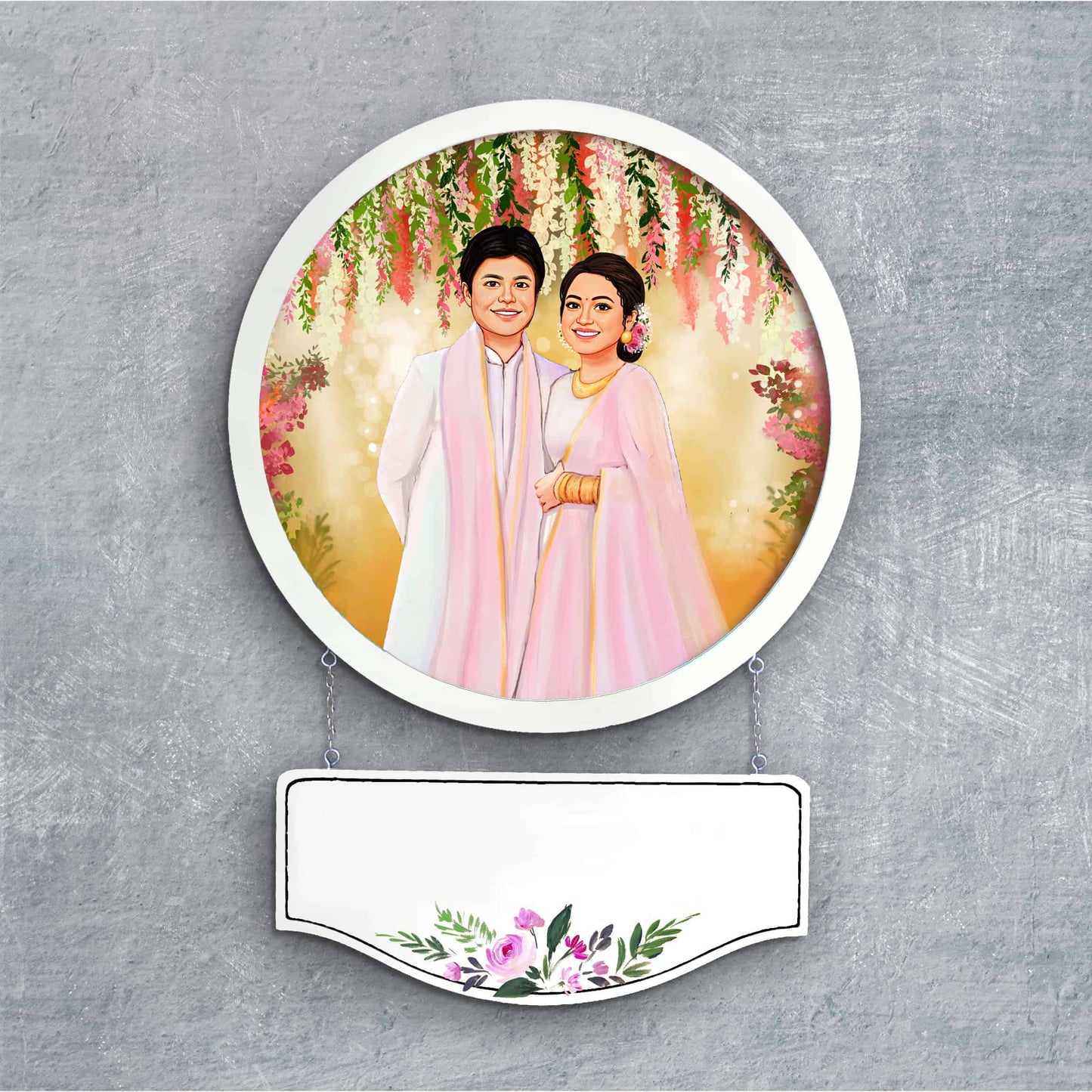 Handpainted Personalized Character Nameplate Wedding Couple1- Full frame - rangreli