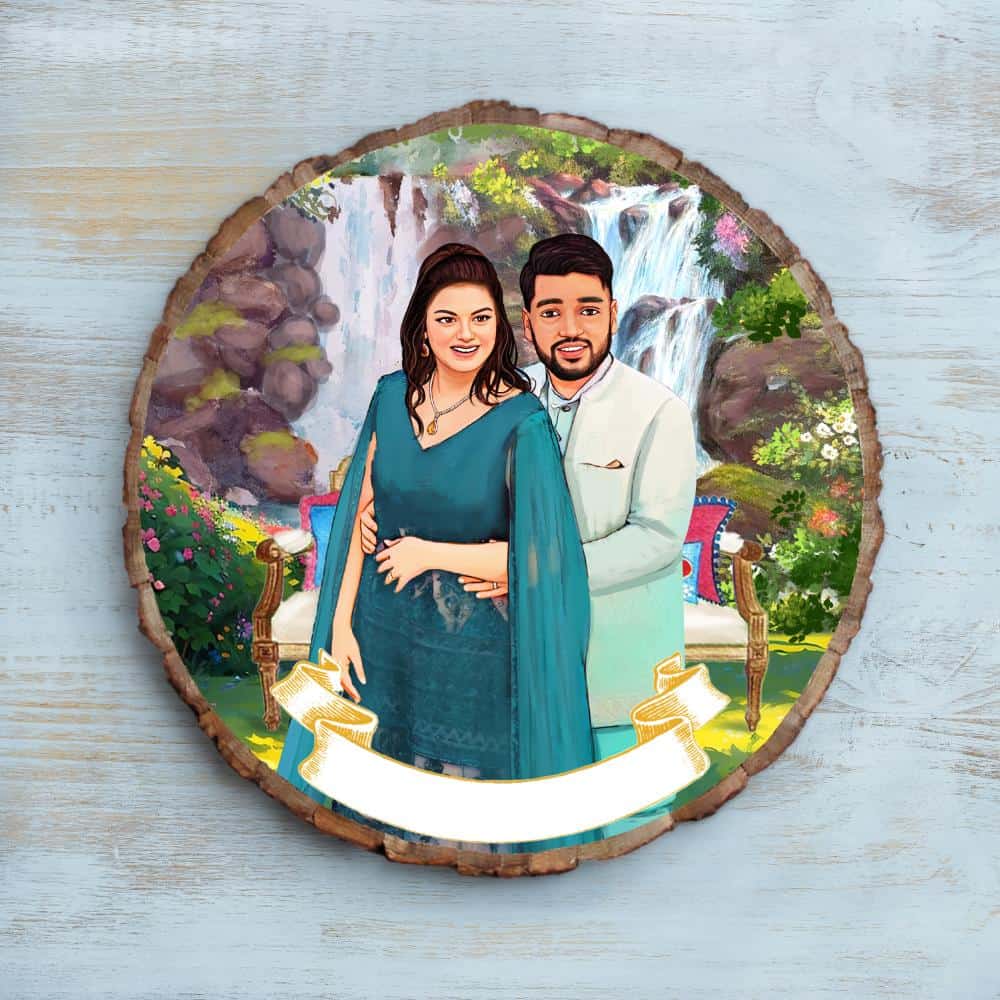 Handpainted Personalized Illustration Bark Nameplate - Wedding Shoots - rangreli