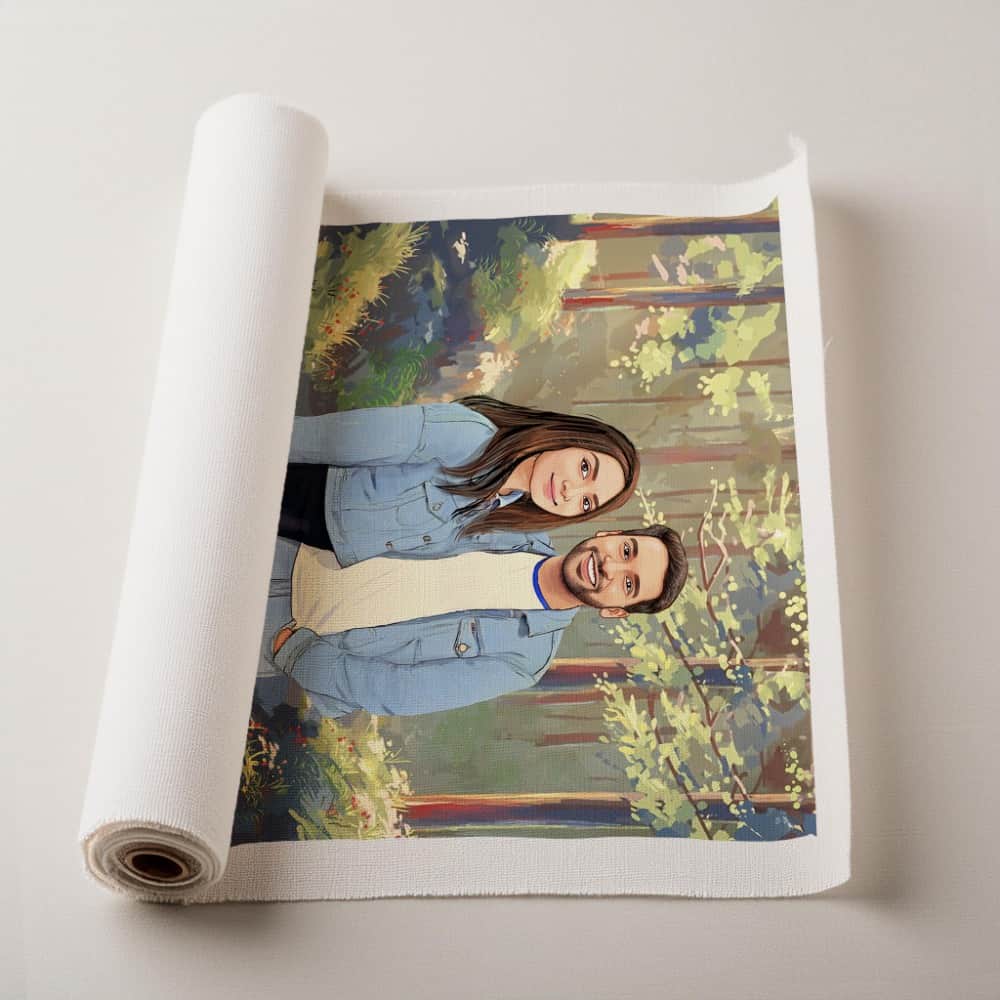 Rectangle Photo based Family Illustration Portrait - Companions in the woods - rangreli