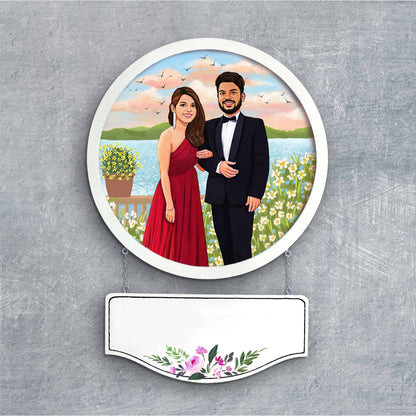 Handpainted Personalized Character Nameplate Couple Goal- Full frame - rangreli