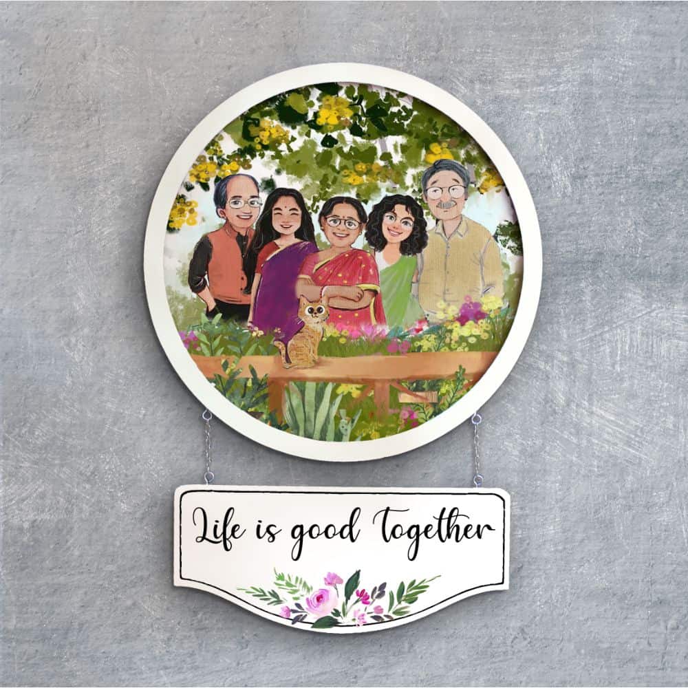 Handpainted Personalized Character  Big Family Nameplate - Full frame - rangreli