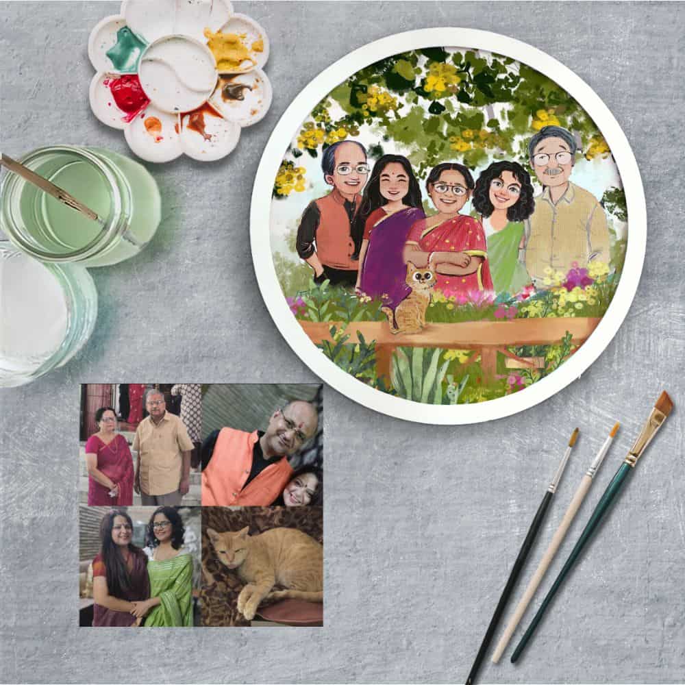 Handpainted Personalized Character  Big Family Nameplate - Full frame - rangreli