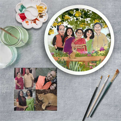 Handpainted Personalized Character  Big Family Nameplate - Full frame - rangreli