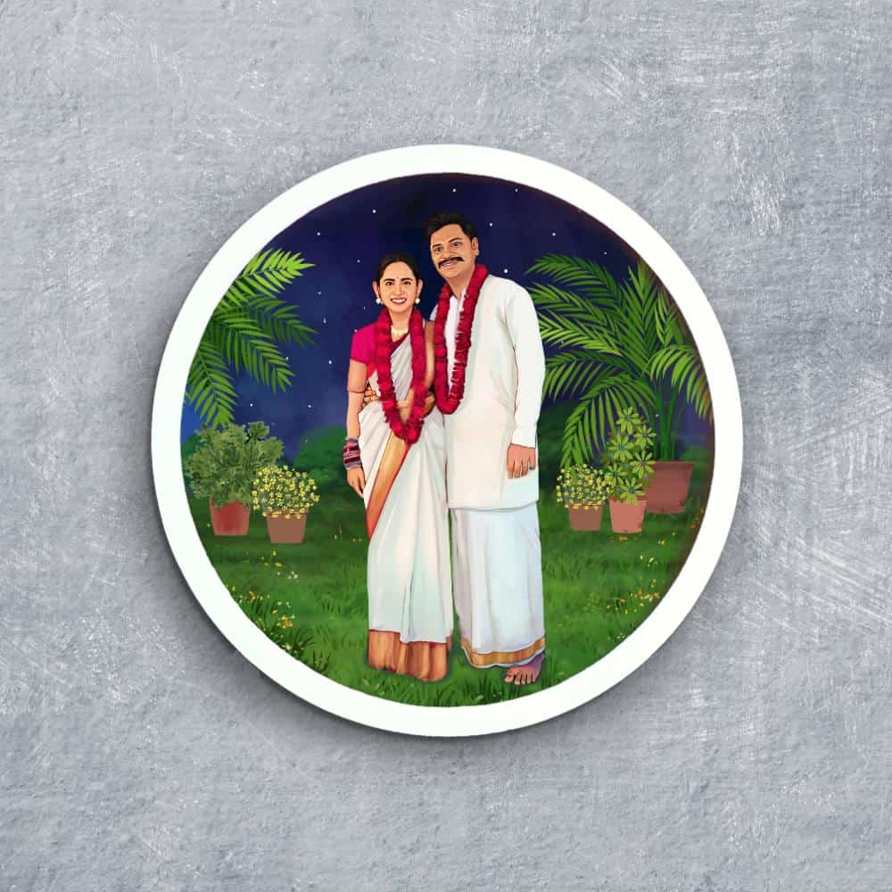 Handpainted Personalized Character Wedding Couple7 - Full frame - rangreli