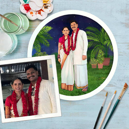 Handpainted Personalized Character Wedding Couple7 - Full frame - rangreli