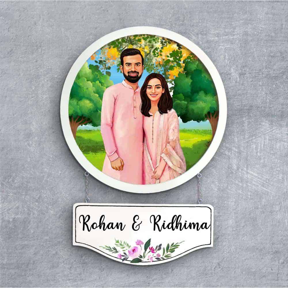 Handpainted Personalized Character Wedding Couple8 - Full frame - rangreli