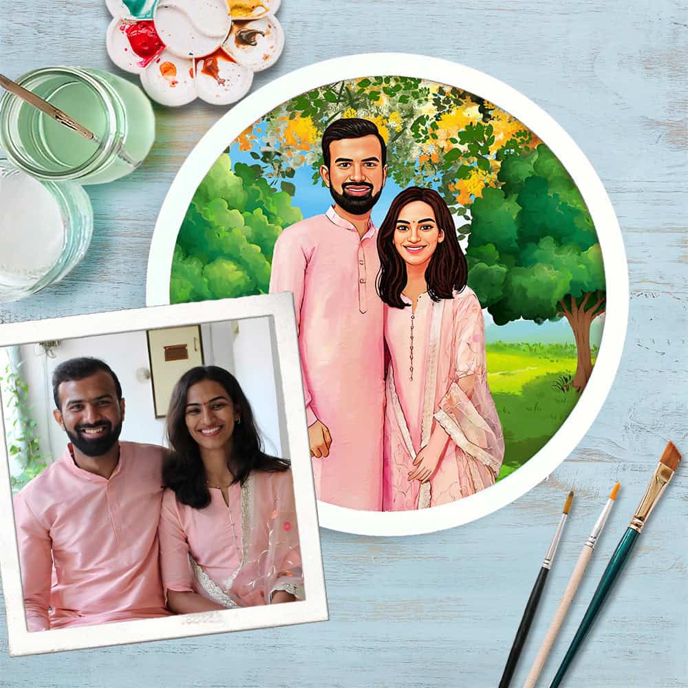 Handpainted Personalized Character Wedding Couple8 - Full frame - rangreli