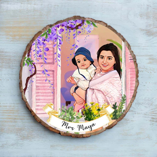 Handpainted Personalized Illustration Bark Nameplate - Fun Time 3 - rangreli