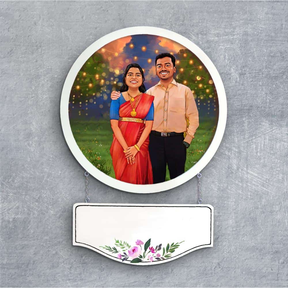 Handpainted Personalized Character Wedding Couple9- Full frame - rangreli