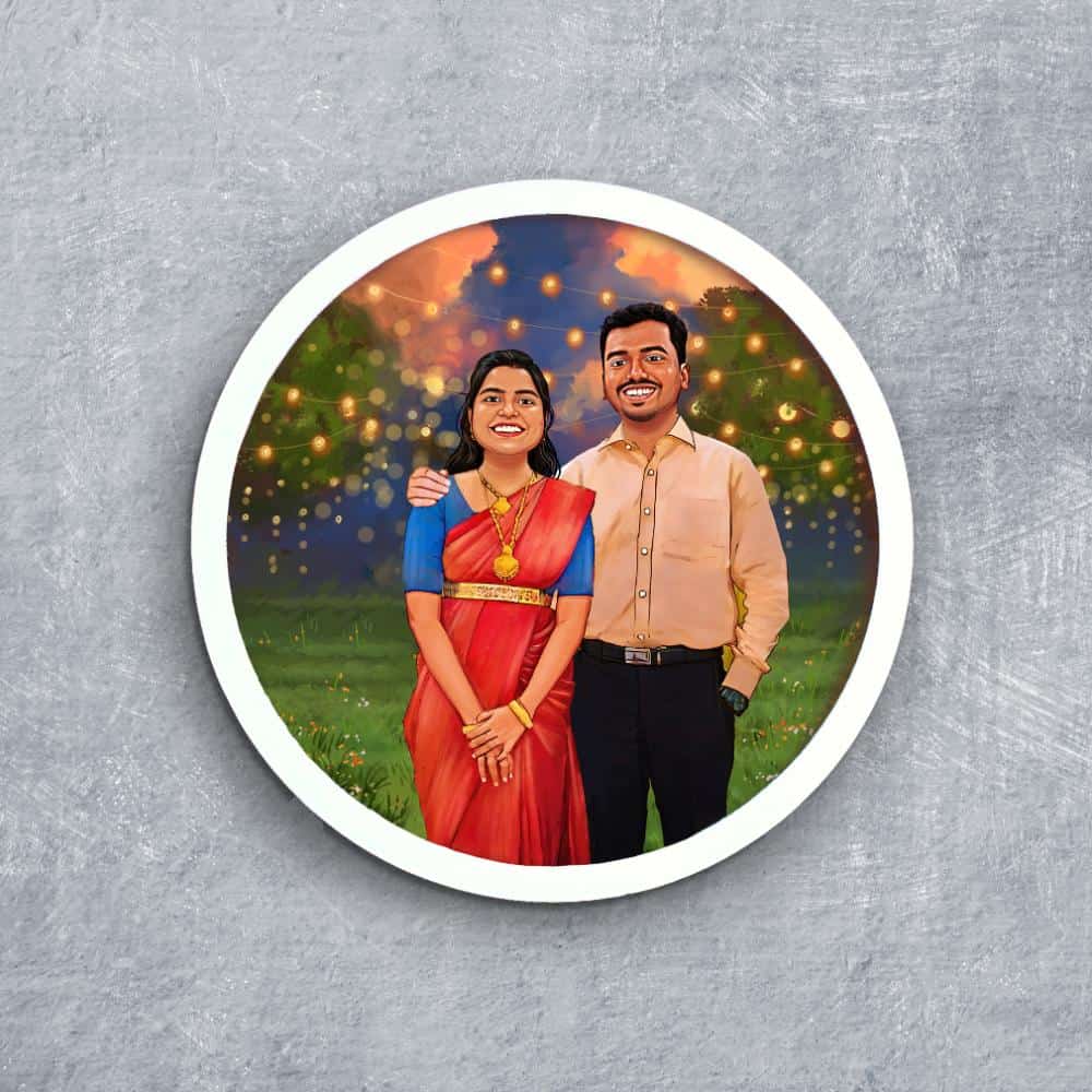 Handpainted Personalized Character Wedding Couple9- Full frame - rangreli