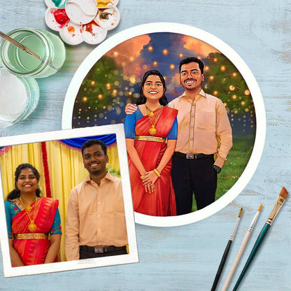 Handpainted Personalized Character Wedding Couple9- Full frame - rangreli