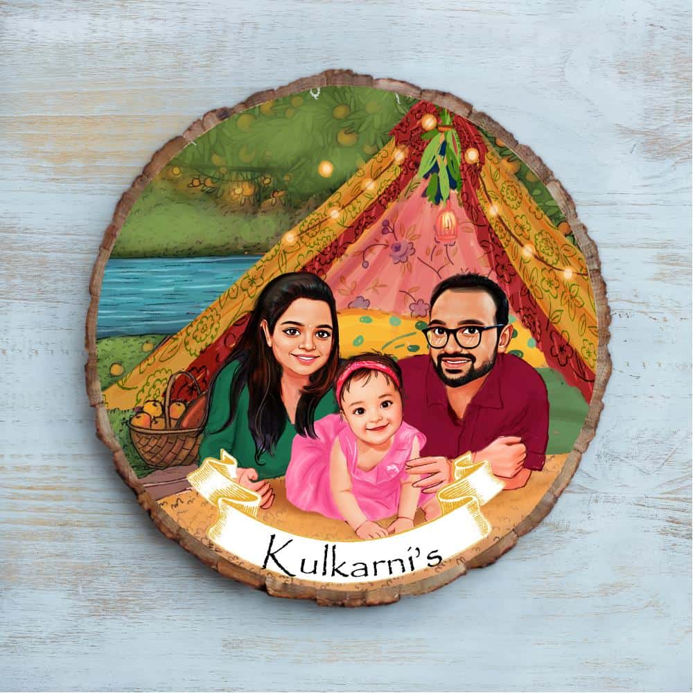 Handpainted Personalized Illustration Bark Nameplate - Fun Time 5 - rangreli