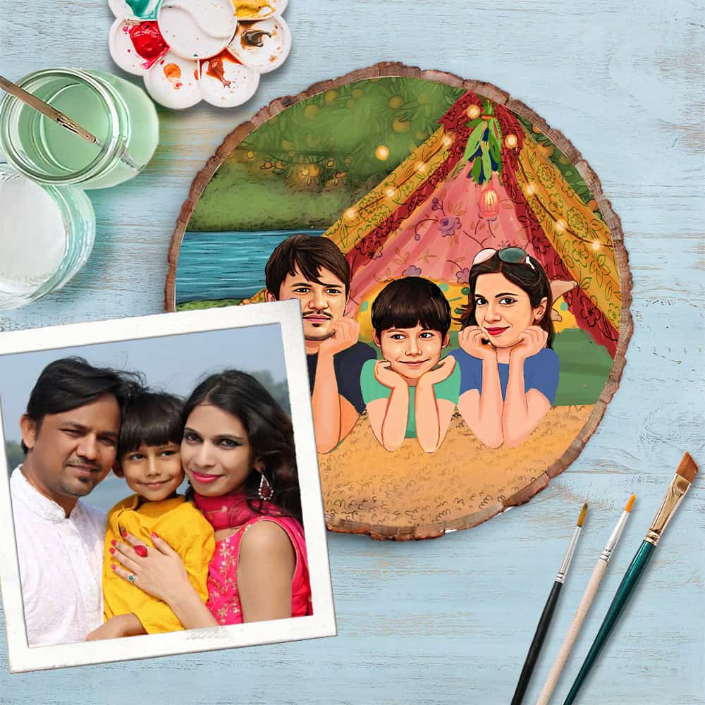 Handpainted Personalized Illustration Bark Nameplate - Fun Time 5 - rangreli