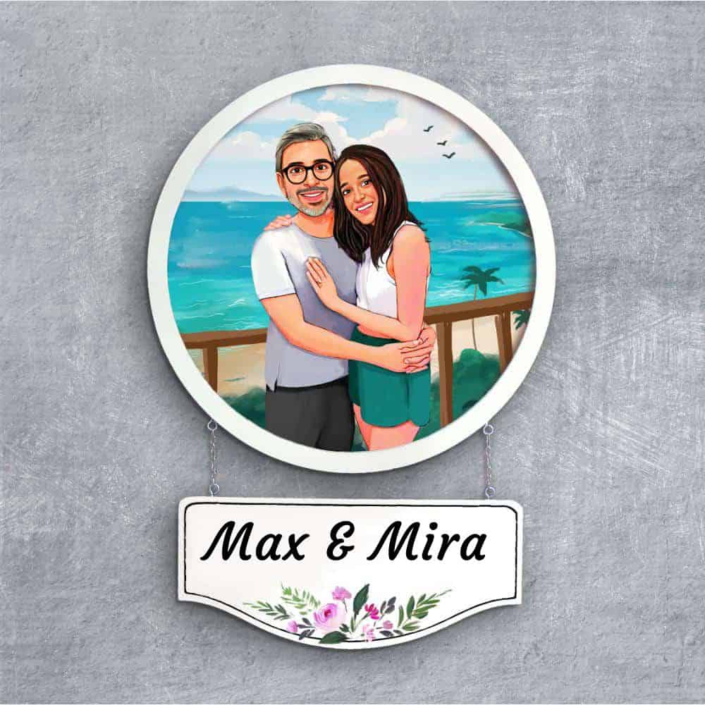 Handpainted Personalized Character Holiday Couple5- Full frame - rangreli