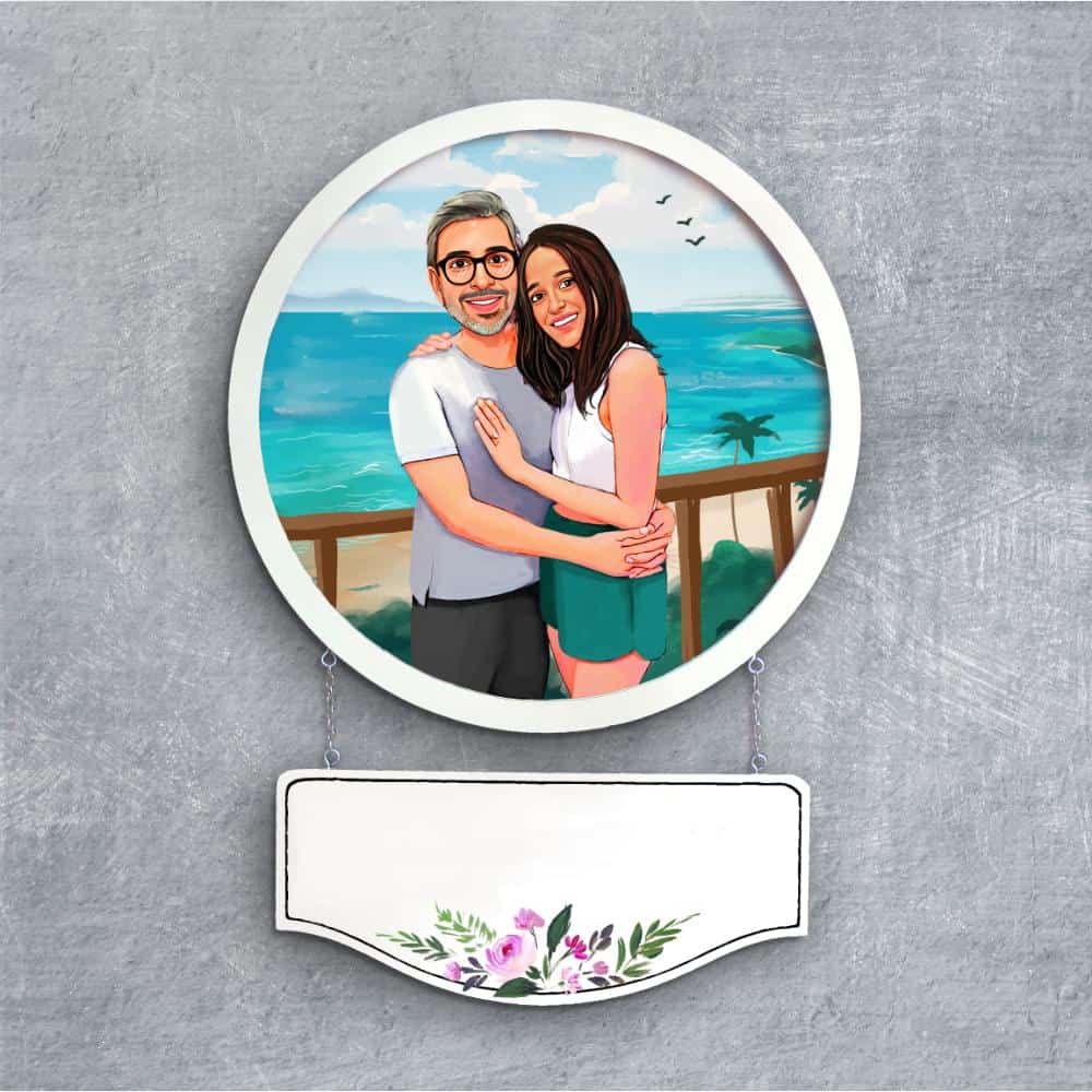 Handpainted Personalized Character Holiday Couple5- Full frame - rangreli