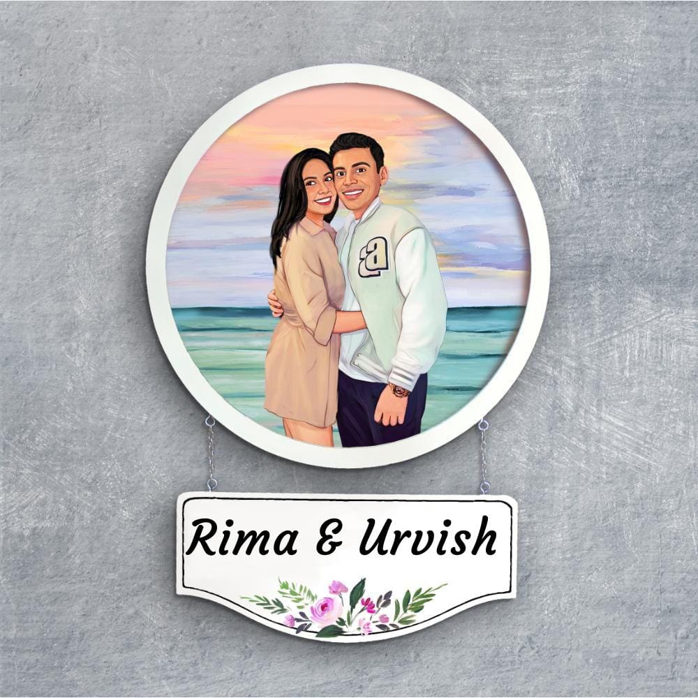 Handpainted Personalized Character Holiday Couple6- Full frame - rangreli