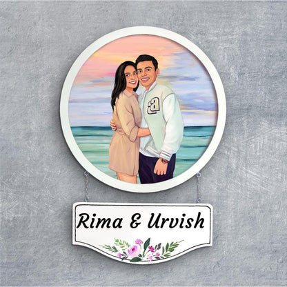 Handpainted Personalized Character Holiday Couple6- Full frame - rangreli