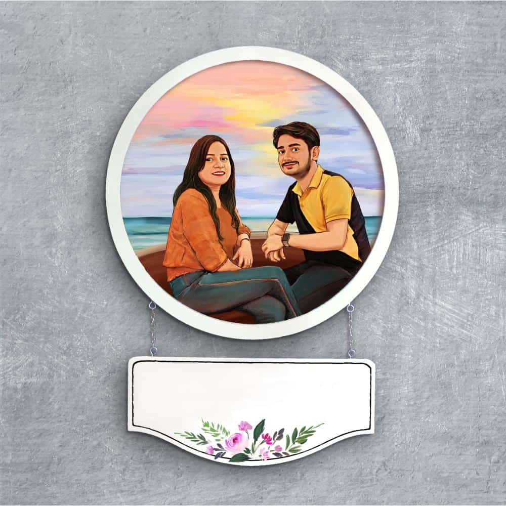 Handpainted Personalized Character Holiday Couple6- Full frame - rangreli