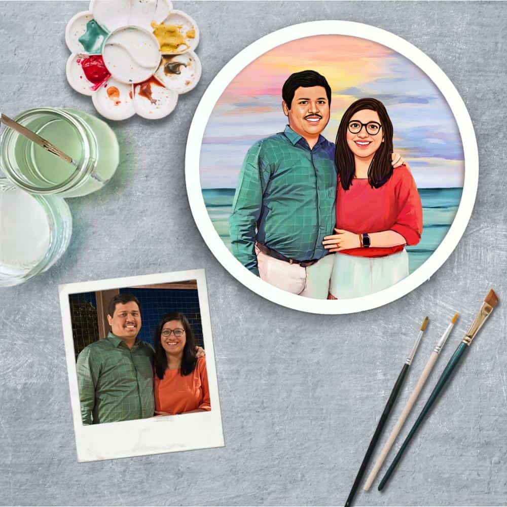 Handpainted Personalized Character Holiday Couple6- Full frame - rangreli