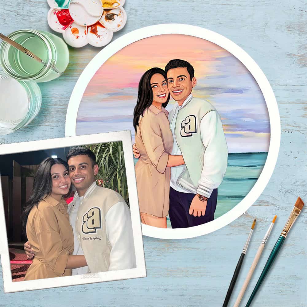 Handpainted Personalized Character Holiday Couple6- Full frame - rangreli