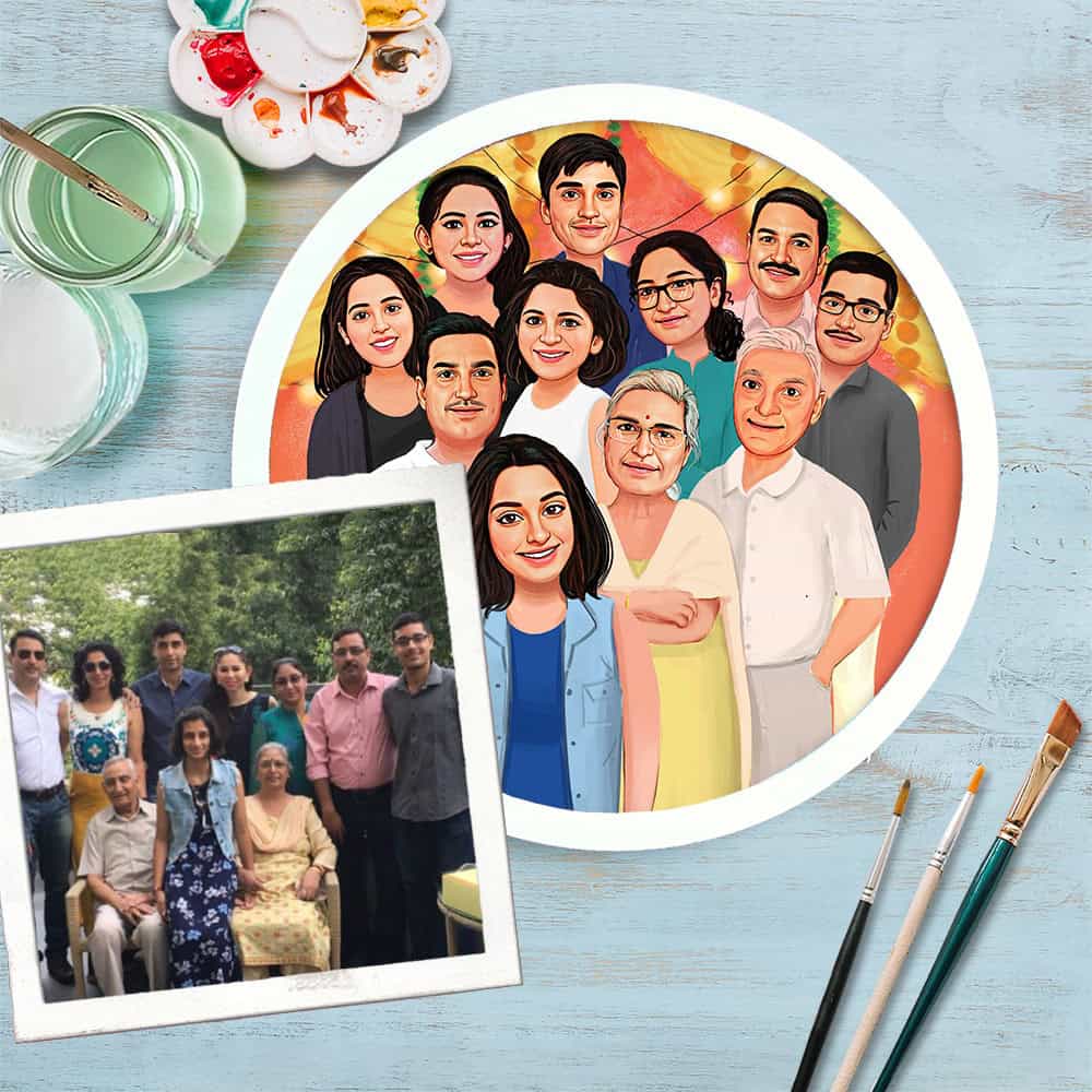 Handpainted Personalized Character Family Time- Full frame - rangreli