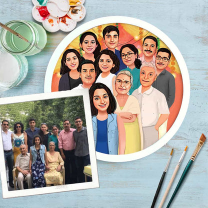 Handpainted Personalized Character Family Time- Full frame - rangreli