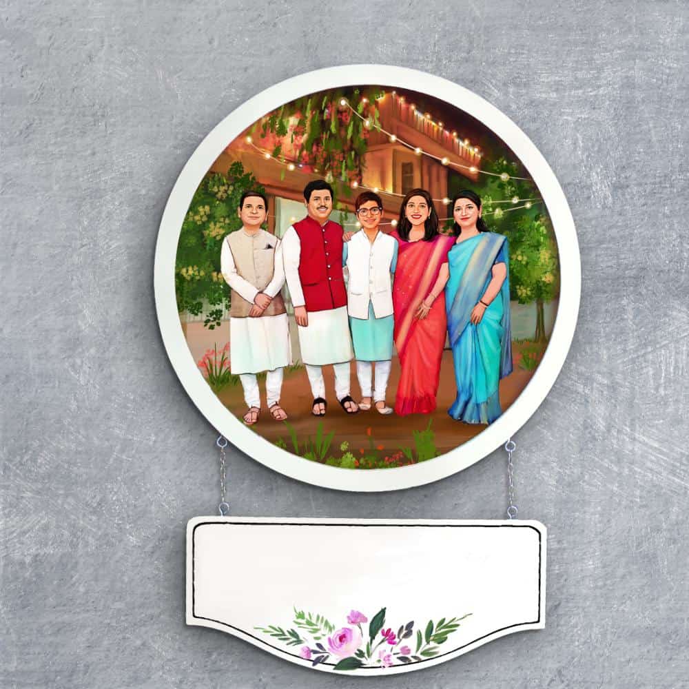 Handpainted Personalized Character Family Time2- Full frame - rangreli