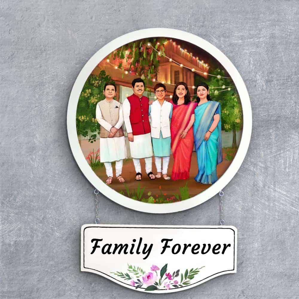 Handpainted Personalized Character Family Time2- Full frame - rangreli