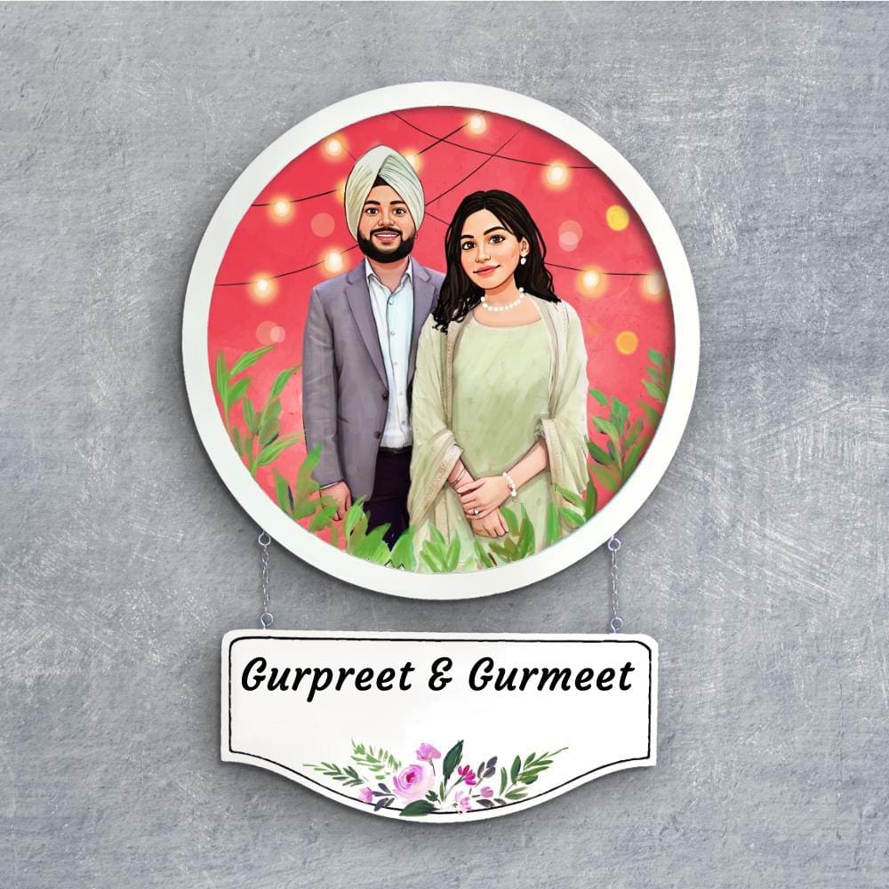 Handpainted Personalized Character Wedding Couple10- Full frame - rangreli