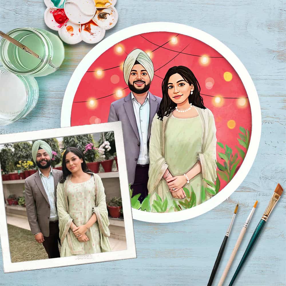 Handpainted Personalized Character Wedding Couple10- Full frame - rangreli