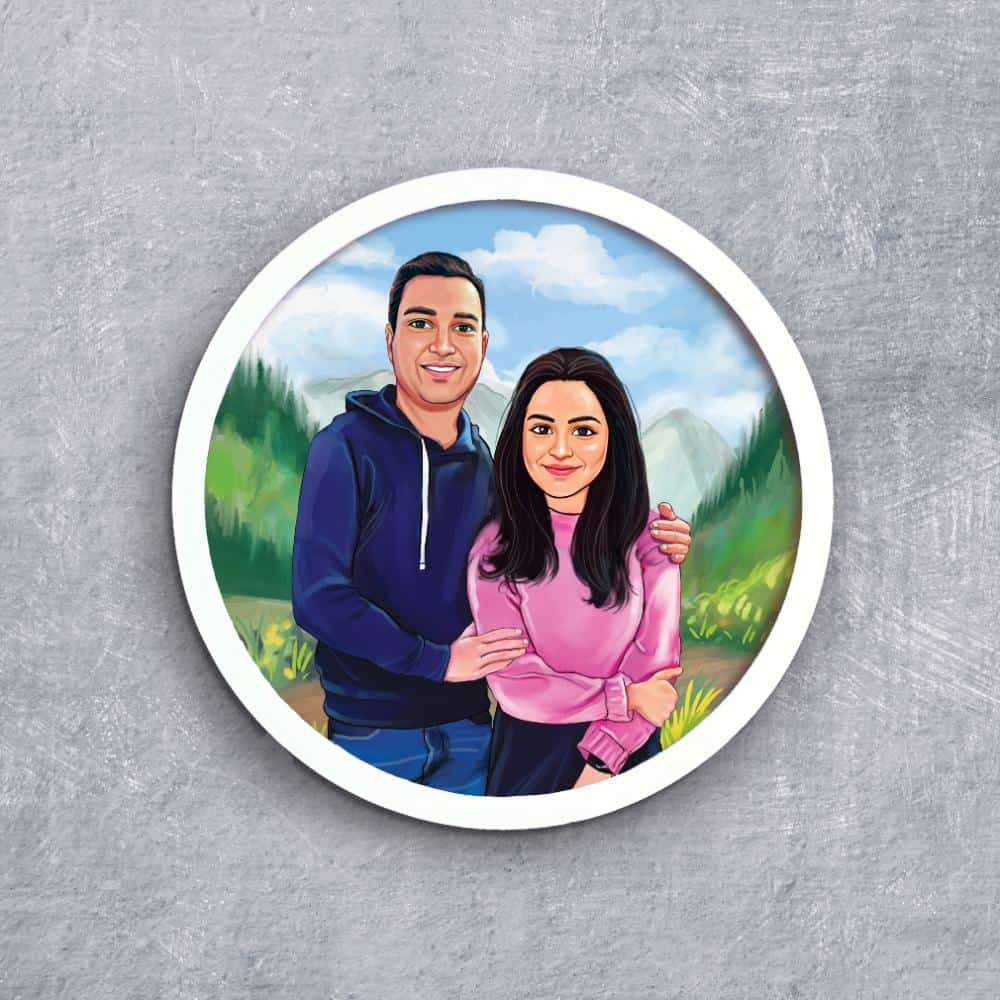 Handpainted Personalized Character Holiday Couple8- Full frame - rangreli