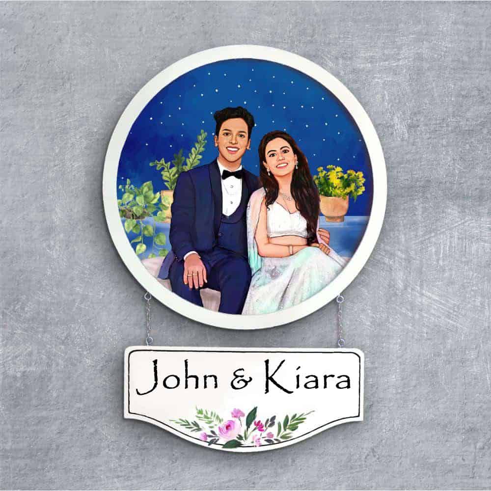 Handpainted Personalized Character Wedding Couple11- Full frame - rangreli