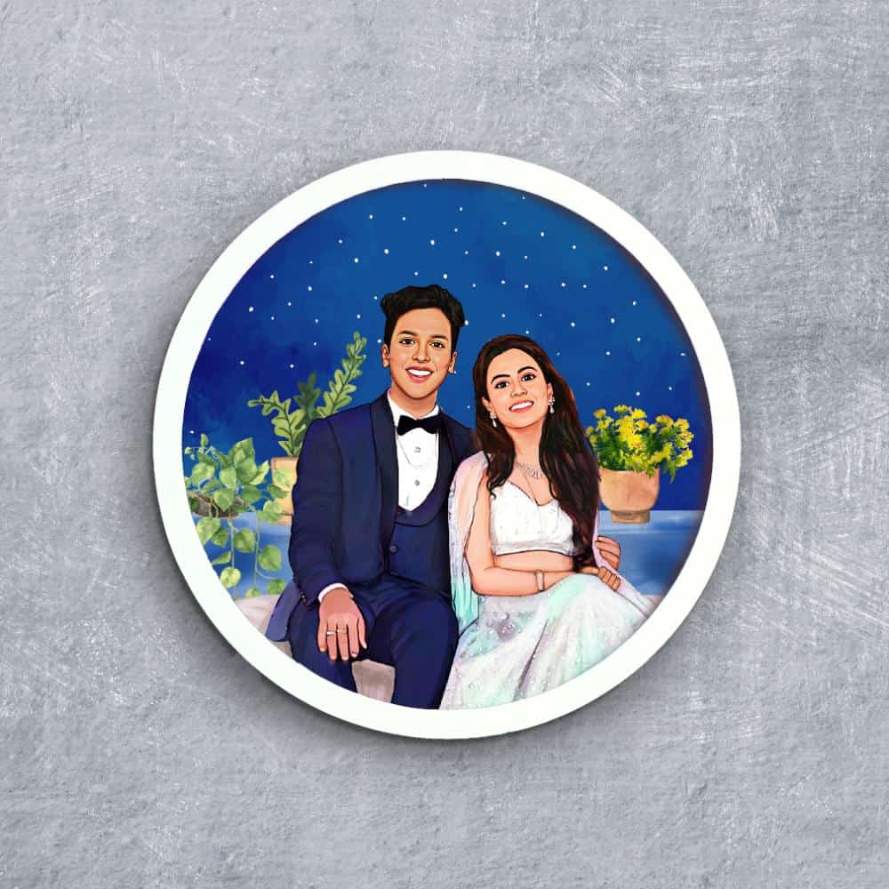 Handpainted Personalized Character Wedding Couple11- Full frame - rangreli