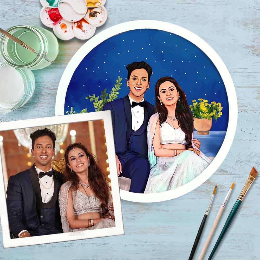 Handpainted Personalized Character Wedding Couple11- Full frame - rangreli