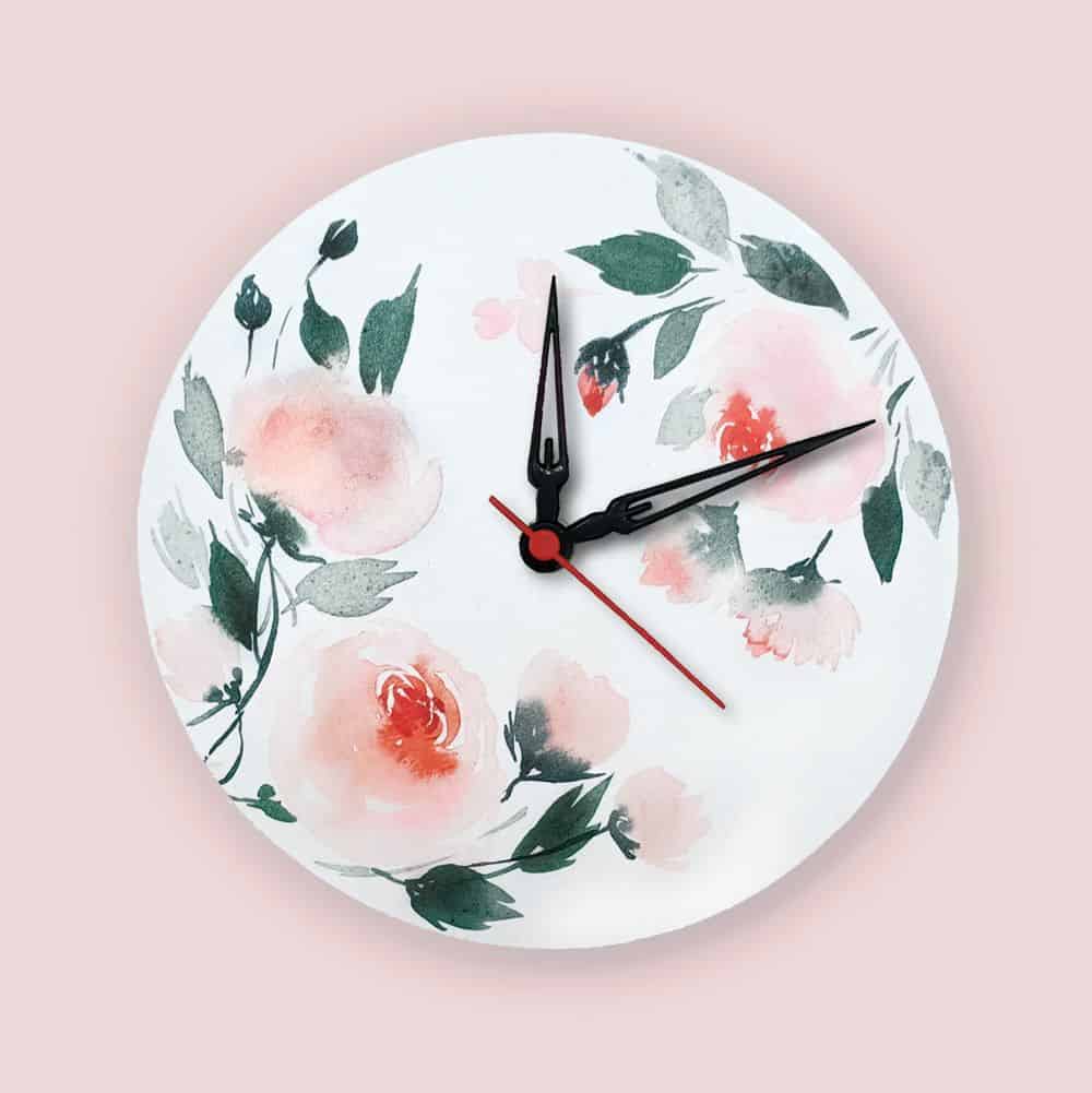 Handpainted Wall Clock - Floral 6 - rangreli