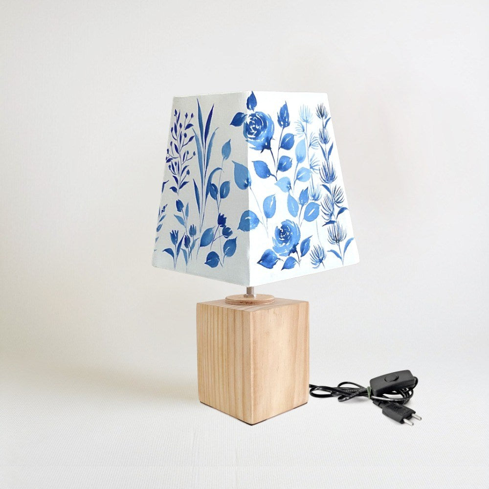 Empire Table Lamp - Blue Floral Lamp Shade - rangreli