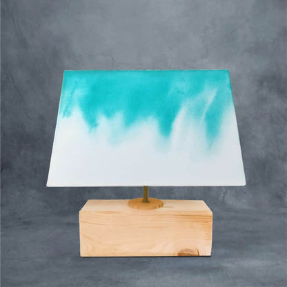 Rectangle Table Lamp - Teal Ombre Lamp Shade - rangreli