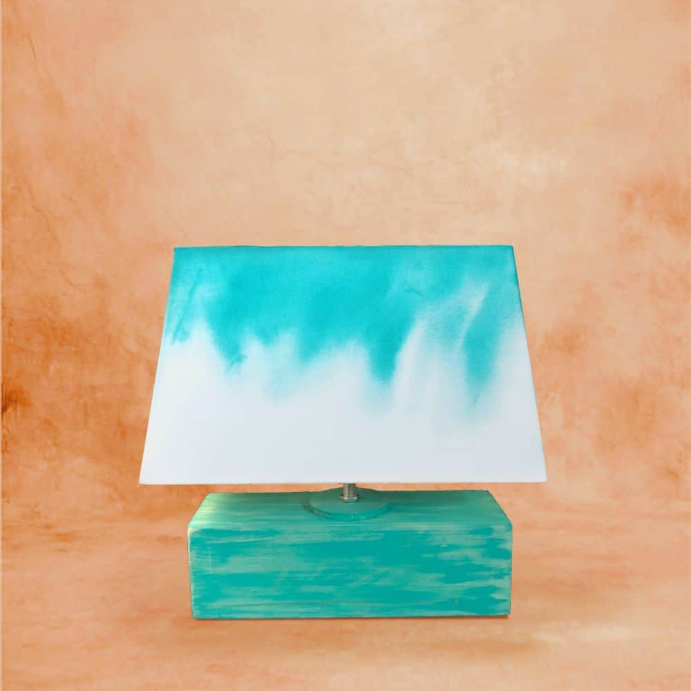 Rectangle Table Lamp - Teal Ombre Lamp Shade - rangreli