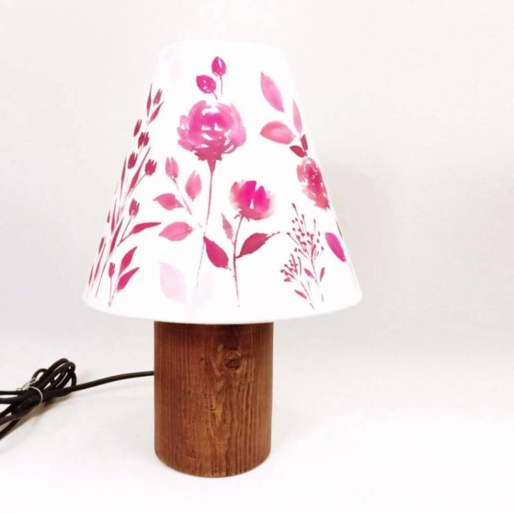 Cone Table Lamp - Pink Floral Lamp Shade 3020 - rangreli