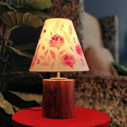 Cone Table Lamp - Pink Floral Lamp Shade 3020 - rangreli