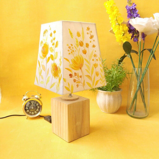 Empire Table Lamp - Yellow Floral Lamp Shade 3025 - rangreli