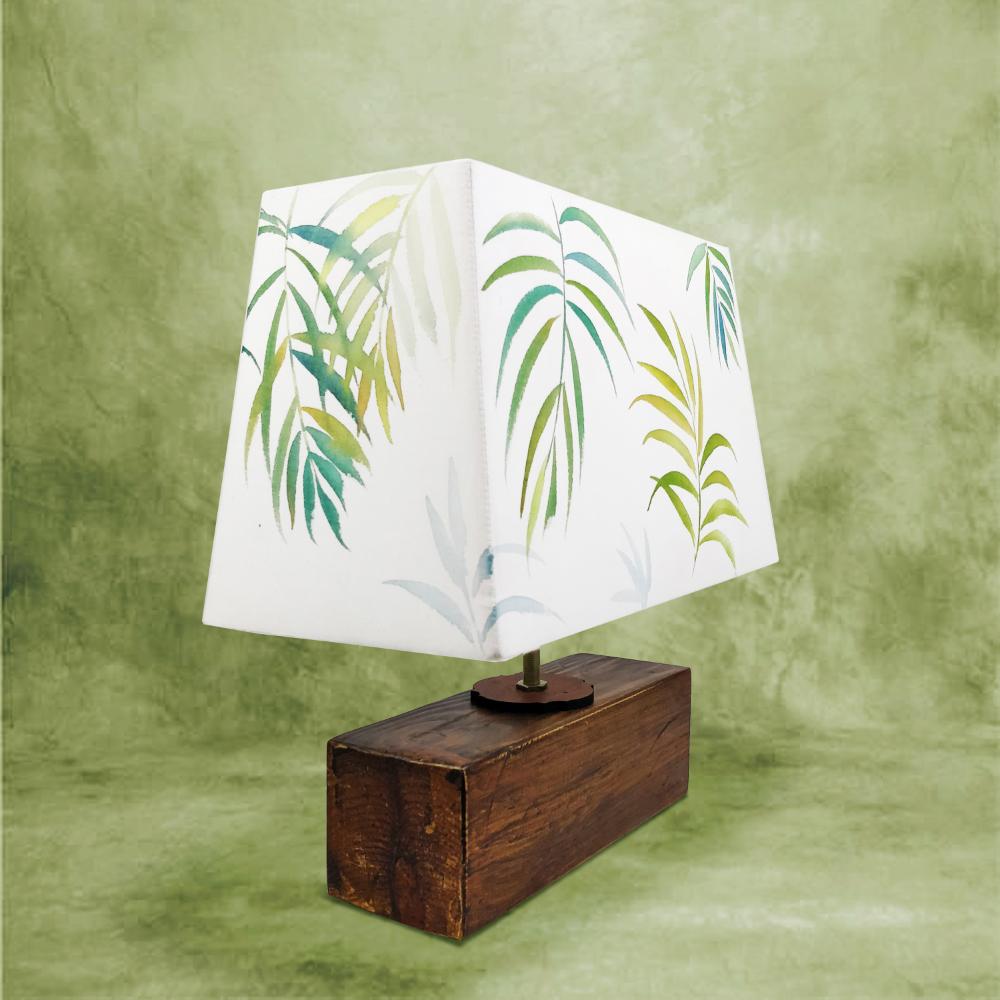 Rectangle Table Lamp - Green Palm Lamp Shade