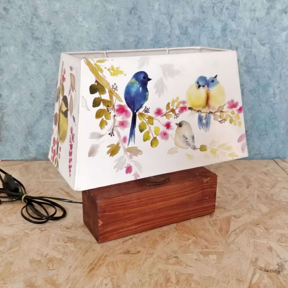 Rectangle Table Lamp - Perching Birds Lamp Shade - rangreli