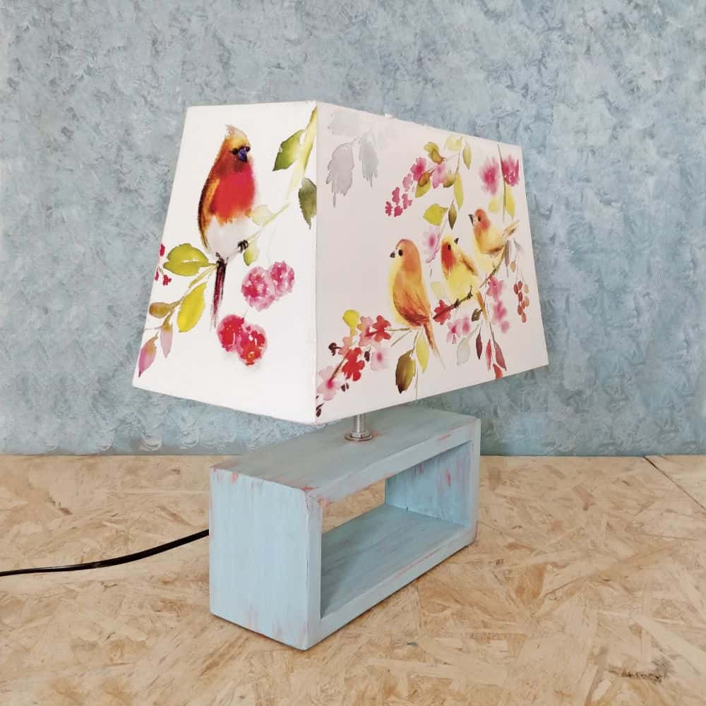 Rectangle Table Lamp - Perching Birds Lamp Shade - rangreli