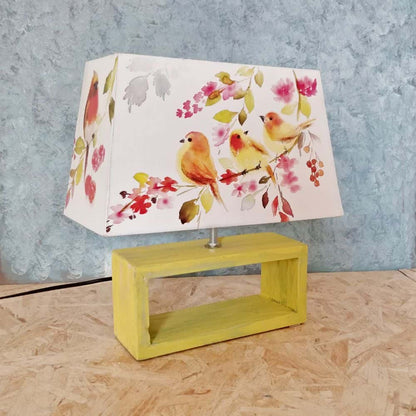 Rectangle Table Lamp - Perching Birds Lamp Shade - rangreli