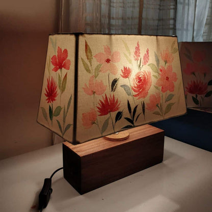 Rectangle Table Lamp - Floral Bouquet Lamp Shade - rangreli