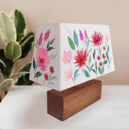 Rectangle Table Lamp - Floral Bouquet Lamp Shade - rangreli