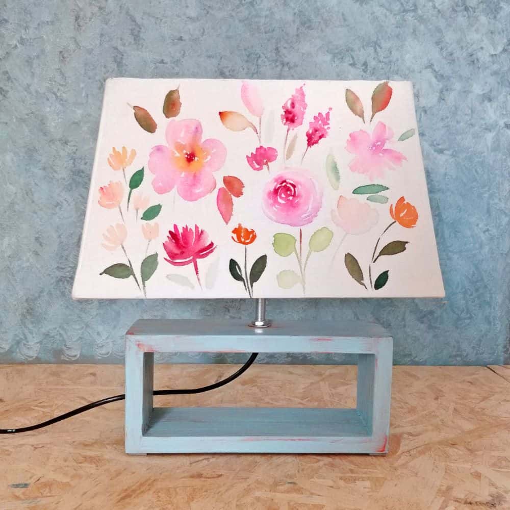 Rectangle Table Lamp - Floral Bouquet Lamp Shade - rangreli