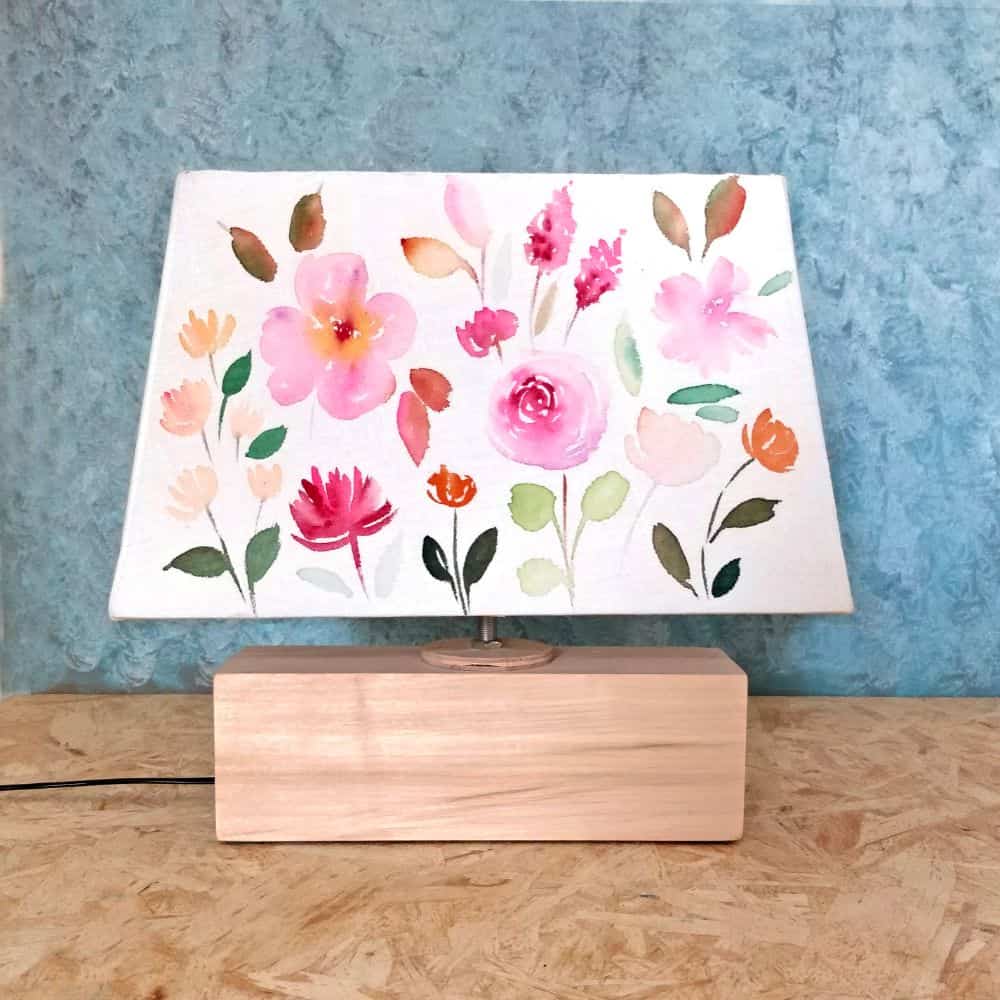 Rectangle Table Lamp - Floral Bouquet Lamp Shade - rangreli