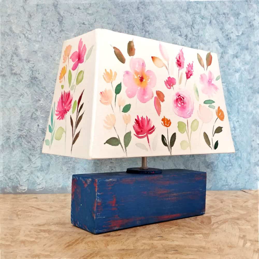 Rectangle Table Lamp - Floral Bouquet Lamp Shade - rangreli